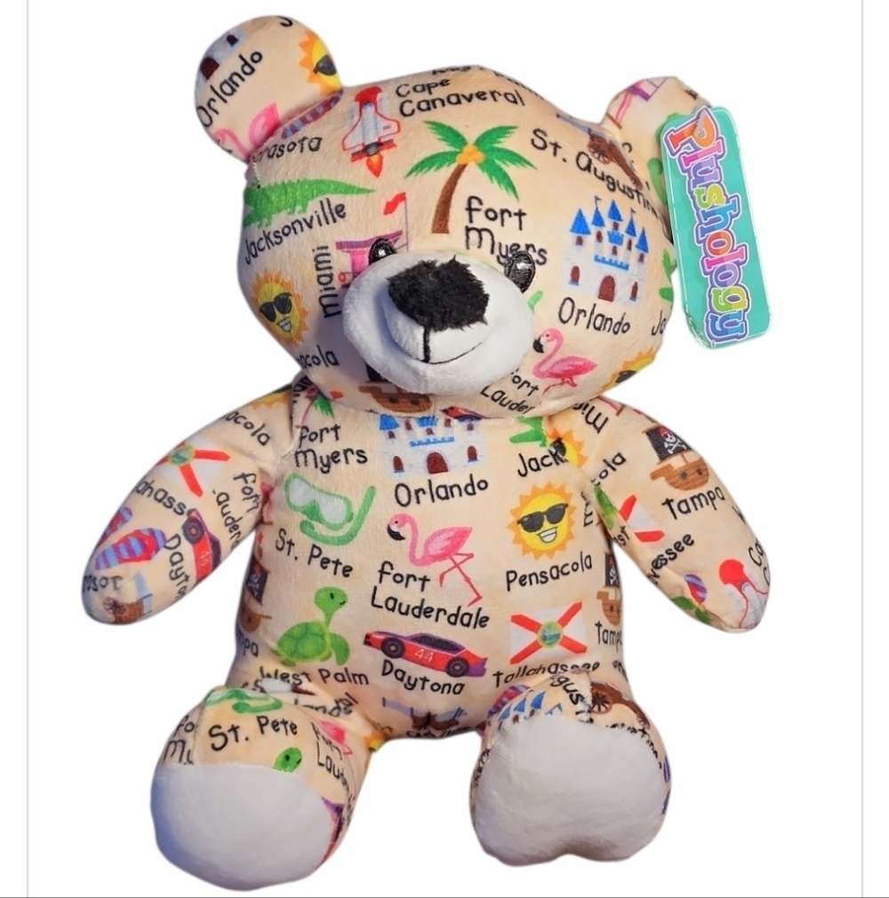 NWT Plushology 9" Teddy Bear Florida Cities & Icons Souvenir Animal Plush 2022 - Picture 10 of 11